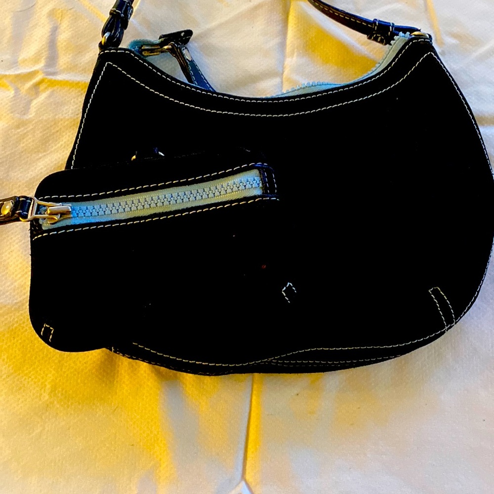 Cole Haan black suede wallet and purse